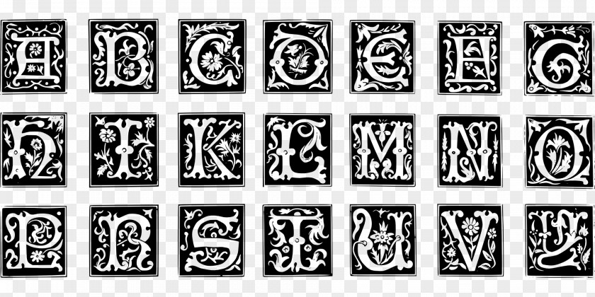 Initials Decorative Letters Alphabet Illuminated Manuscript PNG