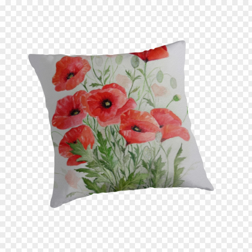 Red Poppies Throw Pillows Cushion Flower Plant PNG