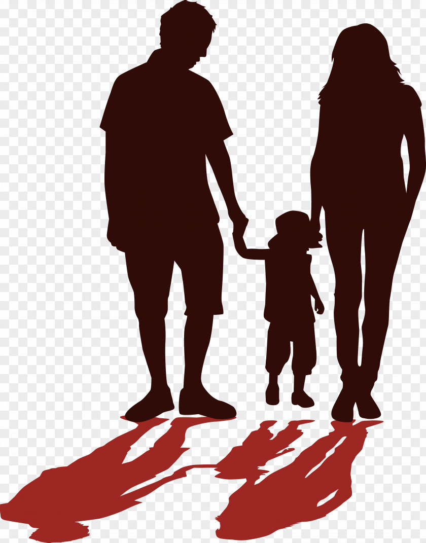 A Family Of Three Silhouette Figures Father PNG