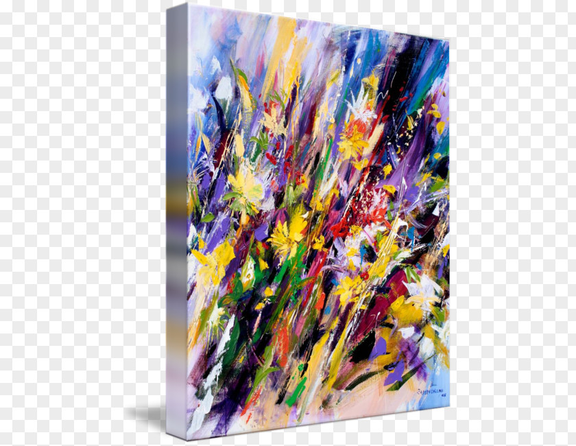 Abstract Art Painting Modern Acrylic Paint Watercolor Gallery Wrap PNG