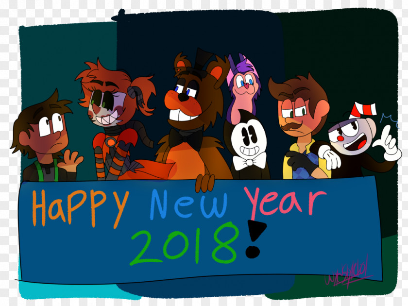 Happy New Year 2018 Hello Neighbor Five Nights At Freddy's: Sister Location Bendy And The Ink Machine Cuphead Freddy Fazbear's Pizzeria Simulator PNG
