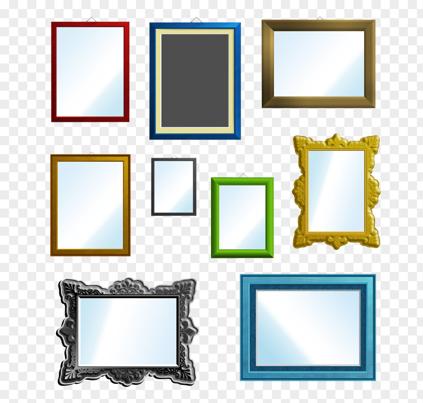 Rectangular Mirror And Picture Frames Frame PNG