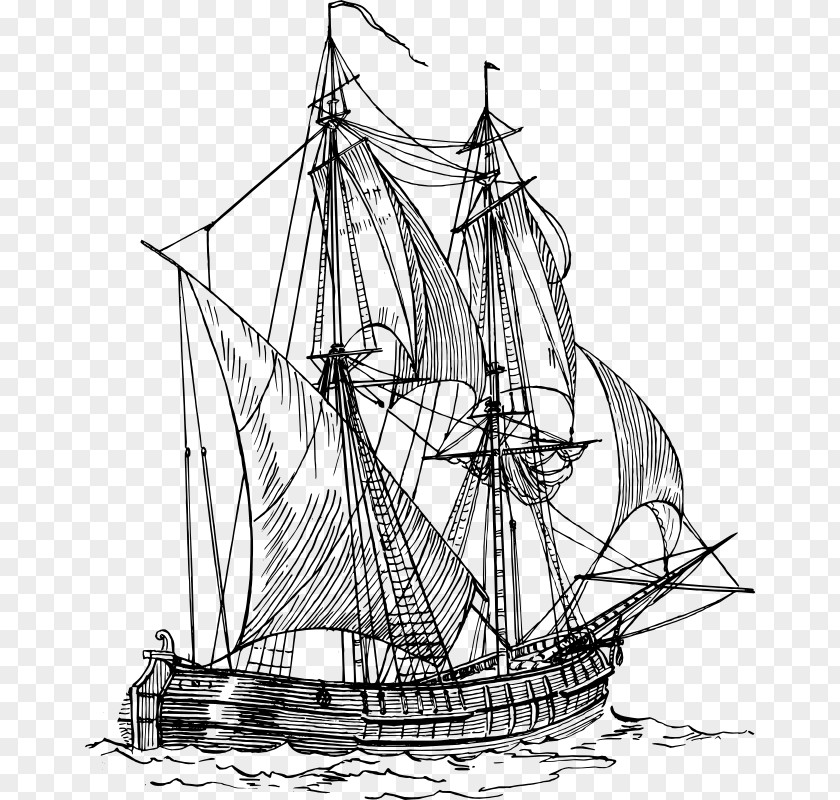 Ship Outline Sailing Piracy Clip Art PNG