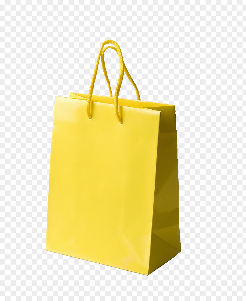 Yellow Shopping Bag Reusable Paper PNG