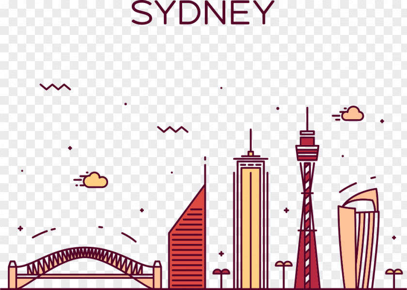 Sydney City Vector Illustration Of Harbour Bridge Skyline PNG
