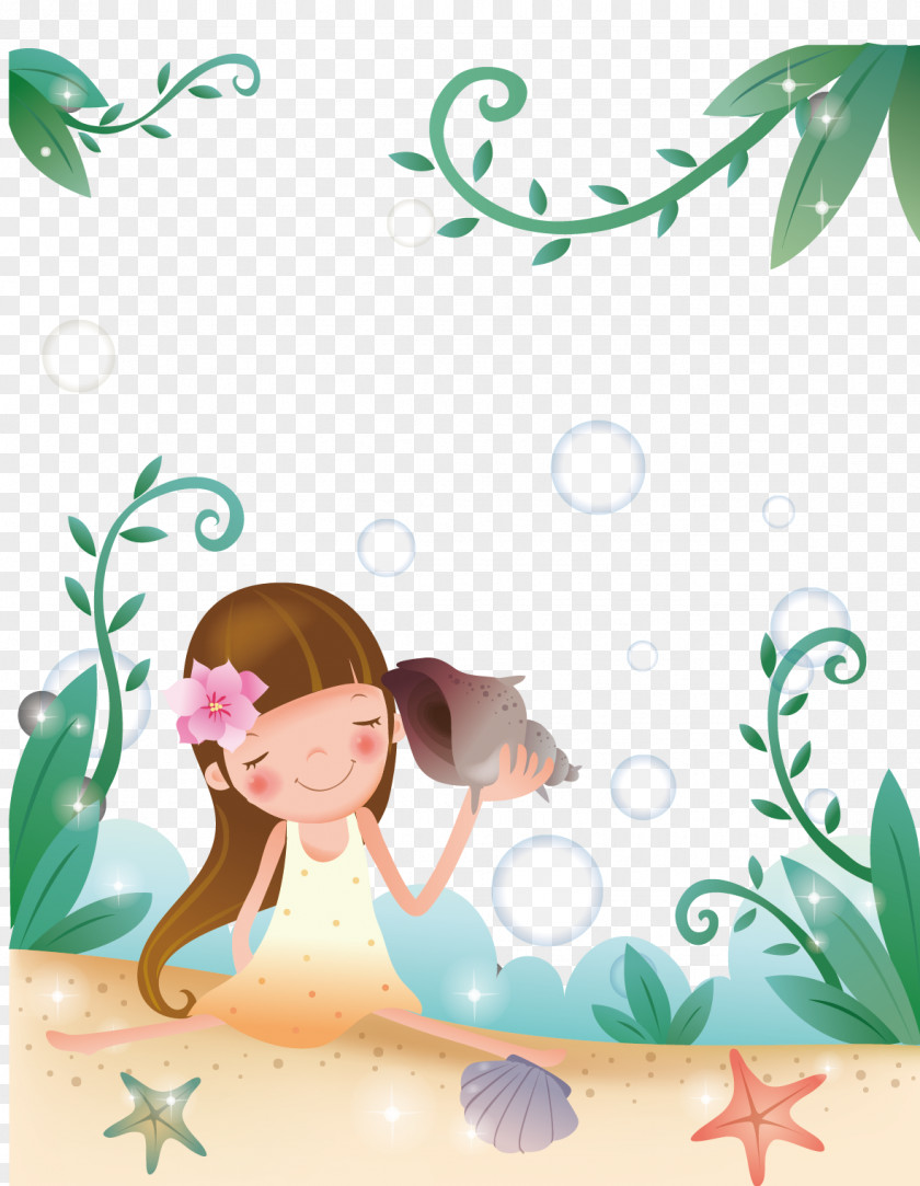 Cartoon Child Illustration PNG Illustration, Conch Girl clipart PNG