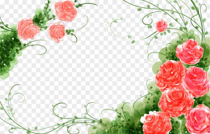 Watercolor Flowers Vine Lace Background Garden Roses Flower Painting Illustration PNG