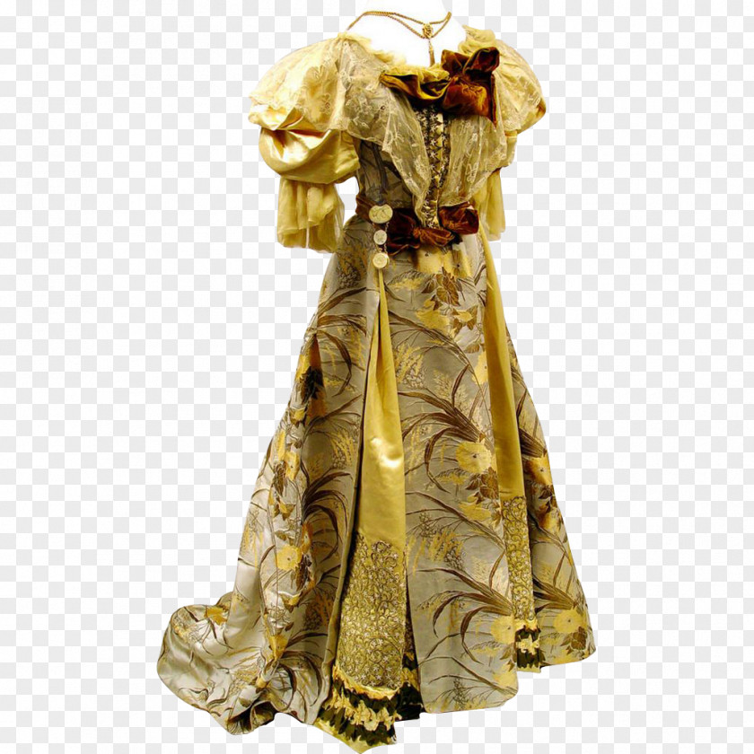 Gold Gorgeous Patterns Dress Robe Gown Ganesha Indra PNG