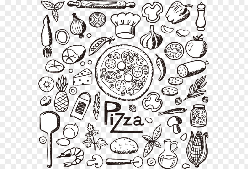 Gourmet Pizza Italian Cuisine Fast Food Drawing PNG