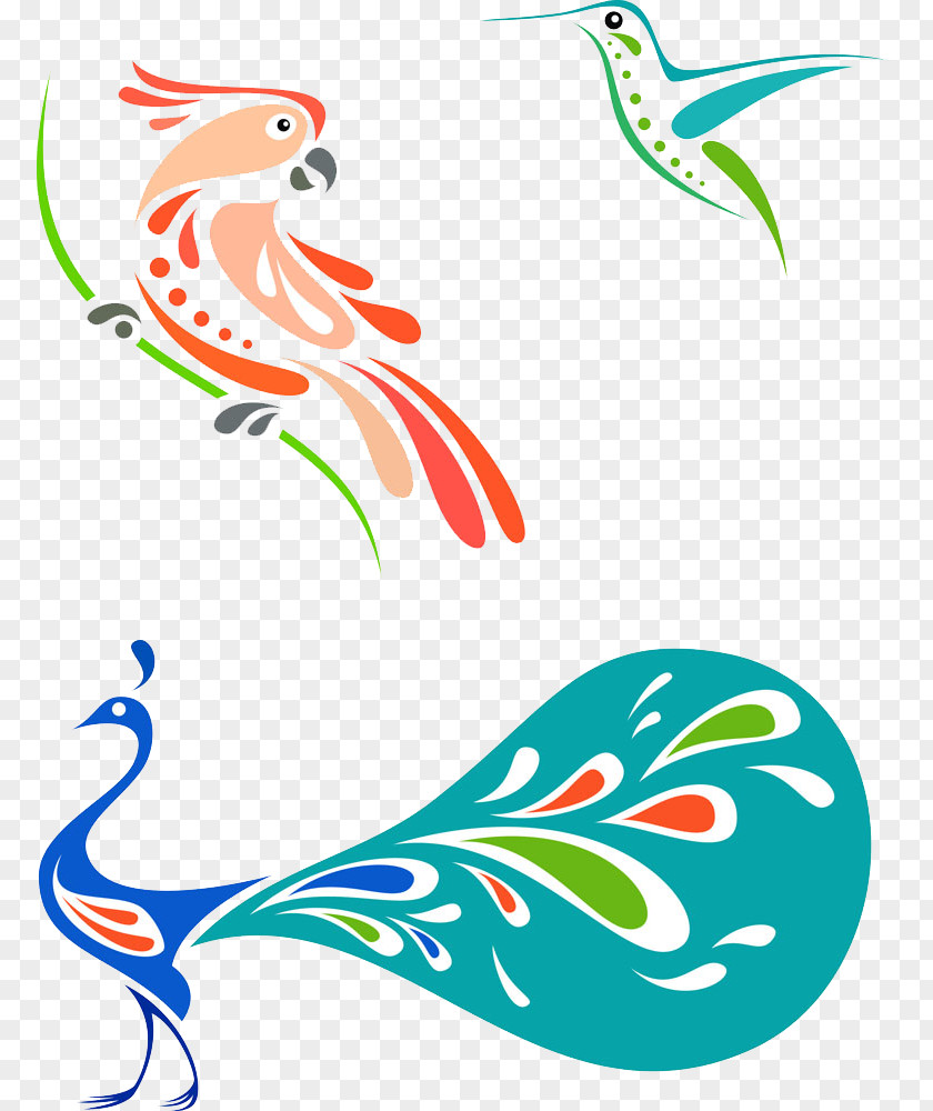 Hand-painted Parrot Hummingbird Cockatoo Clip Art PNG
