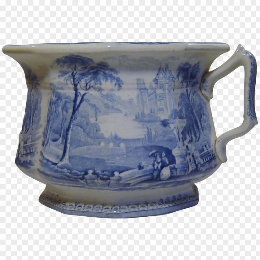 Chamber Pot Jug Blue And White Pottery Ceramic Saucer PNG