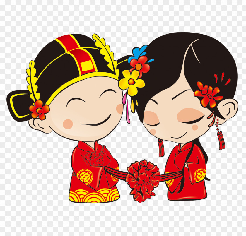 Married Doll Wedding Chinese Marriage Cartoon PNG