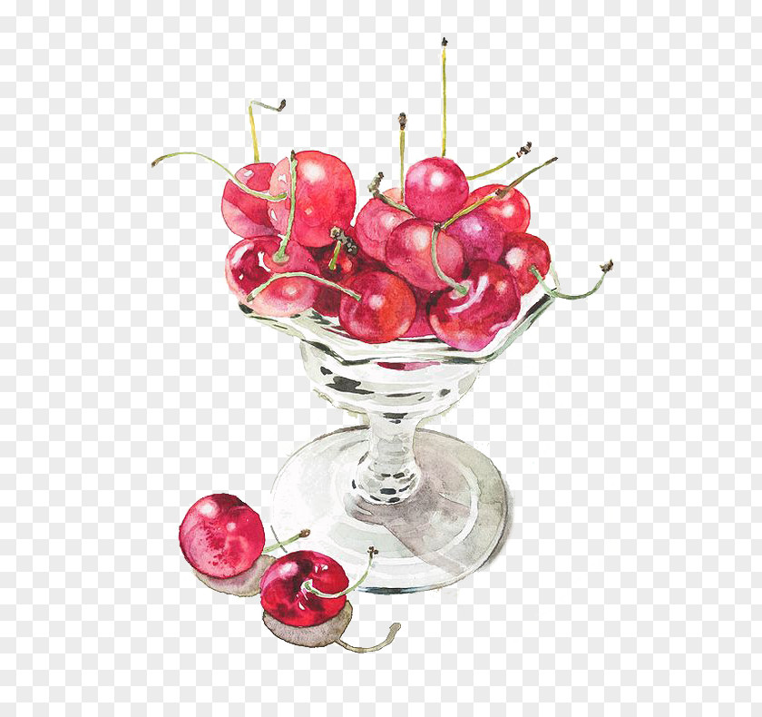 Cherry Paper Watercolor Painting Drawing PNG