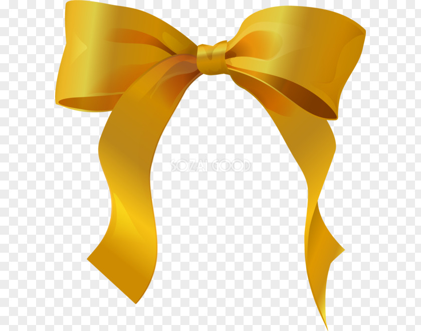 Ribbon Shoelace Knot Gold Yellow PNG