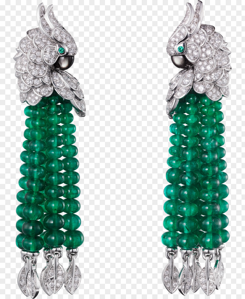 Emerald Earring Cartier Diamond Colored Gold PNG