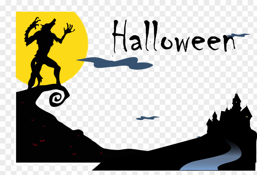Vector Wolf Halloween Party Jack-o-lantern Clip Art PNG