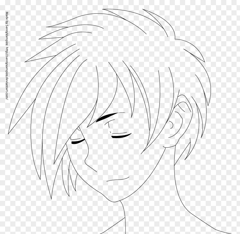 Lineart Hair Face Eyebrow Drawing Forehead PNG