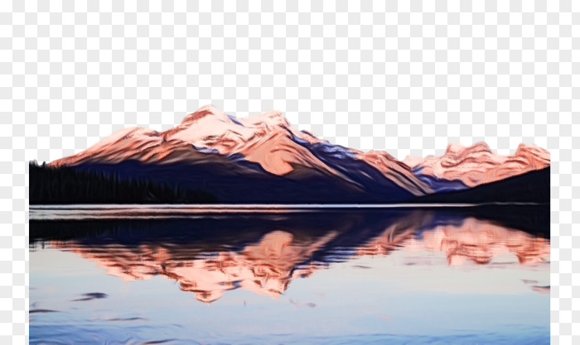 Mountain Range Water Sky Reflection Calm Lake PNG