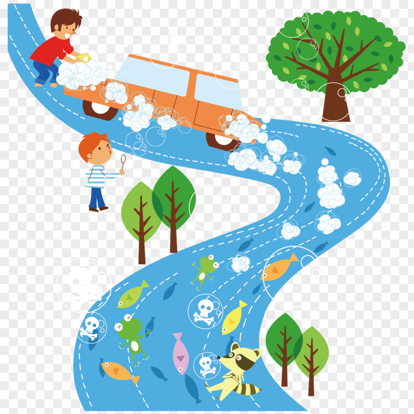 The Way Children Water Pollution Clip Art PNG