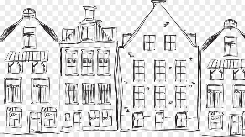 Black And White House Drawing Sketch PNG