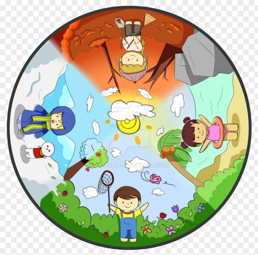 Four Seasons Cartoon Clip Art PNG