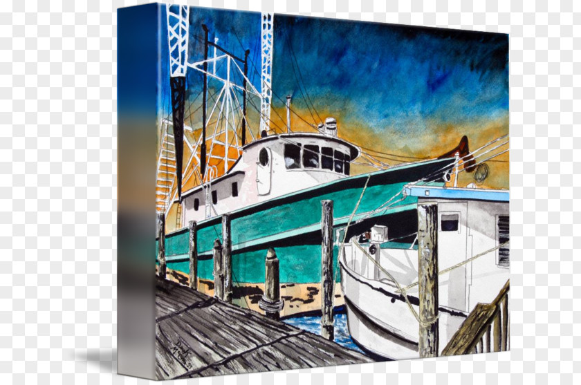 Watercolor Boat Canvas Print Painting Art Oil Reproduction PNG