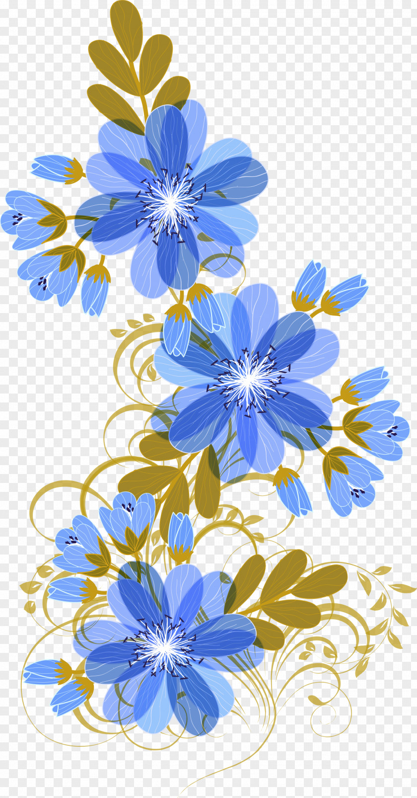 Fresh Blue Flowers Floral Design Flower PNG