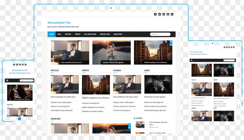 WordPress Responsive Web Design Page Layout Skin News Anchor PNG