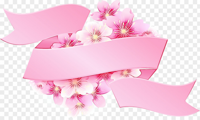 Cherry Blossom Flower Background Ribbon PNG