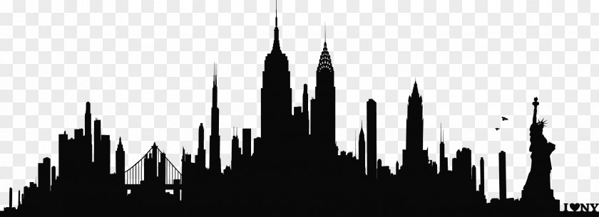 Silhouette New York City Skyline Wall Decal Phonograph Record PNG