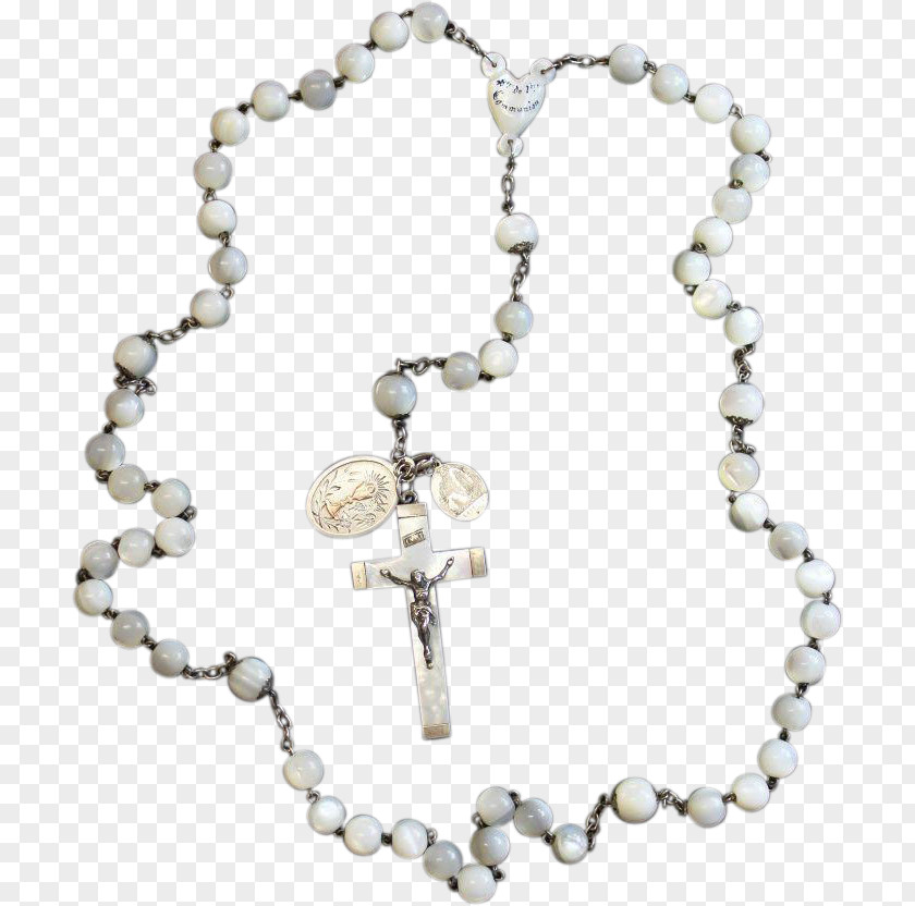 Large Pearl Necklace Rosary Bead Bracelet PNG