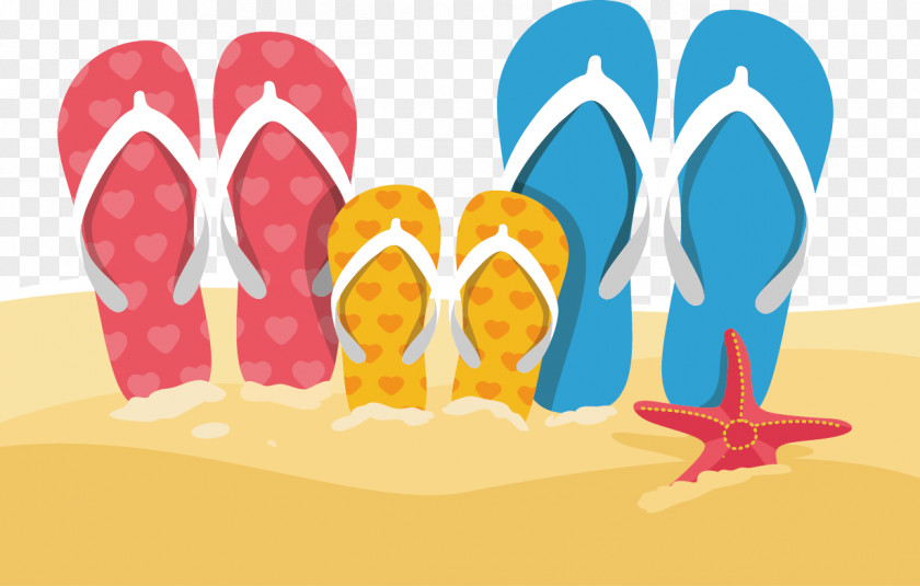 Vector Painted On The Beach Sandals Slipper Flip-flops Sandal PNG