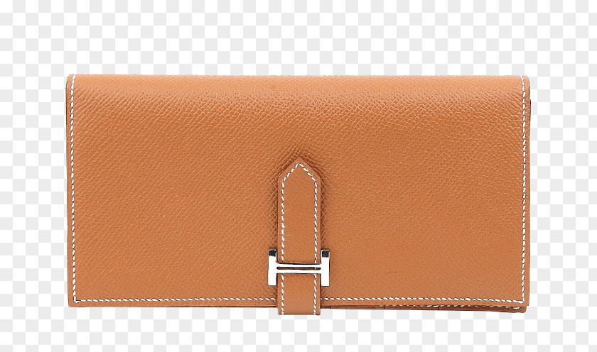 HERMES / Hermes Leather Wallet Men's Gold Coffee Color Hermxe8s Birkin Bag Handbag PNG