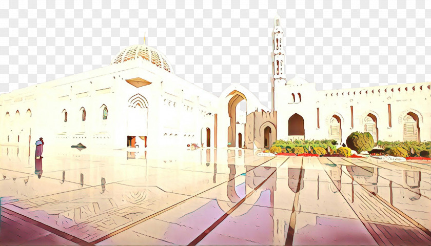 Watercolor Painting Mosque Palace Khanqah PNG