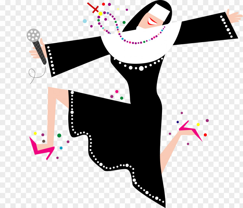 Vector Painted Crazy Nun Graphic Design Illustration PNG