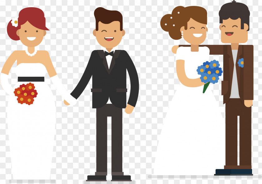 Happy Newlyweds Marriage Illustration PNG