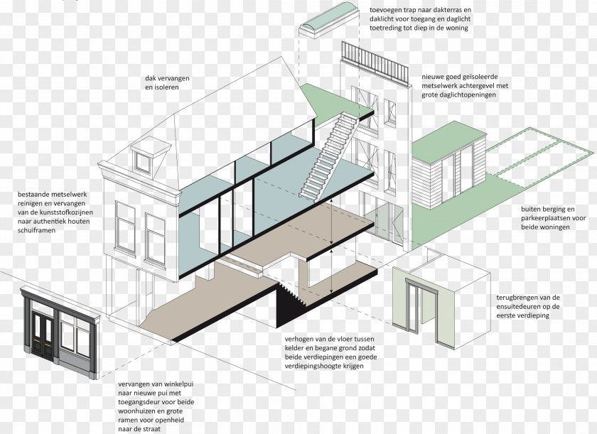 House Architecture Axonometry Building Shop PNG