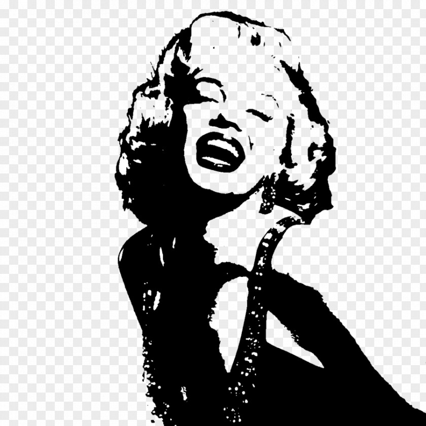 Marilyn Monroe Stencil Black And White Art PNG