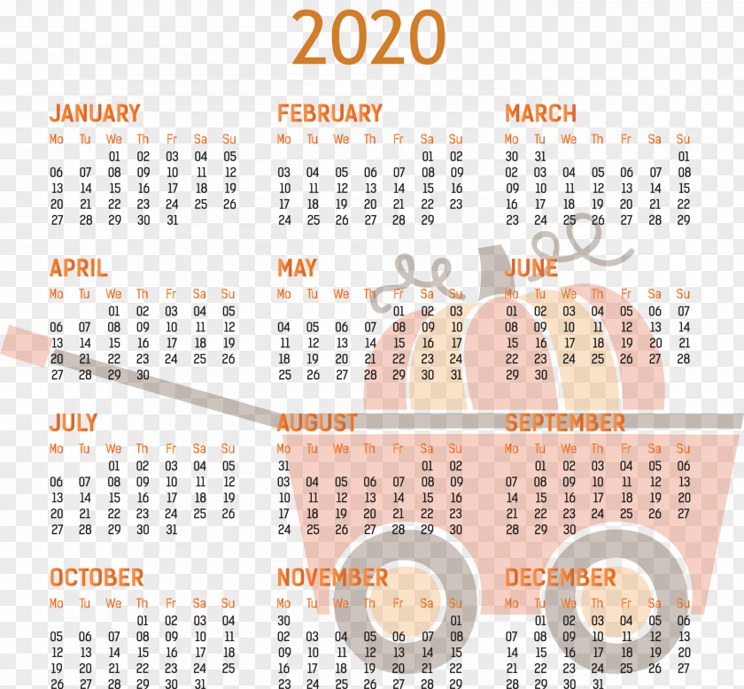 2020 Yearly Calendar Printable Template Full Year PNG