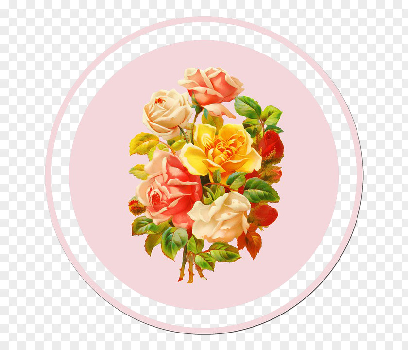 Rose Label Flower Bouquet Sticker Retro Style PNG