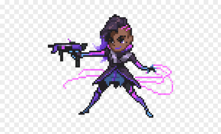 Overwatch Sombra PlayStation 4 Pixel Art PNG art, 8 BIT clipart PNG