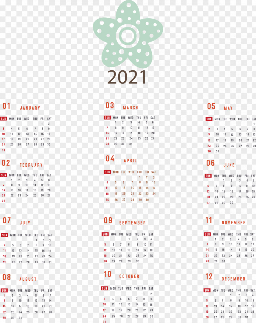 Printable 2021 Yearly Calendar PNG