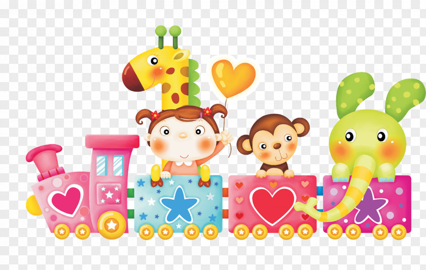 Paper Childrens Day Frame Drawing Animation PNG frame Animation, Cute cartoon train beautiful little girl monkey giraffe elephant love stars, assorted animals on illustration clipart PNG