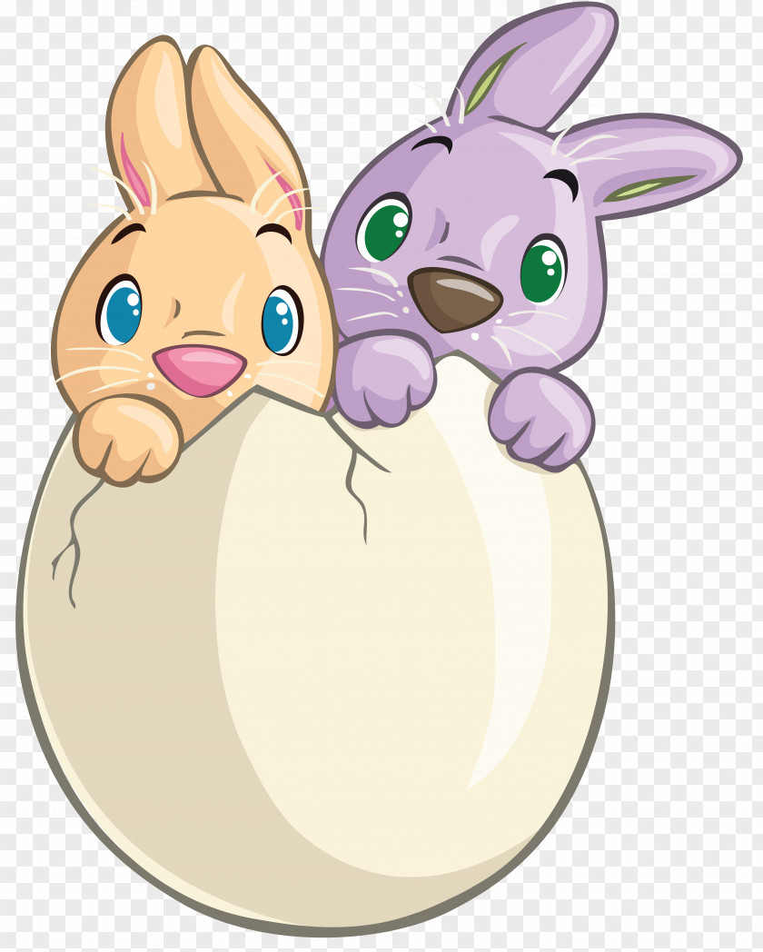 Two Cute Bunnies In Egg Clipart Easter Bunny Rabbit Clip Art PNG