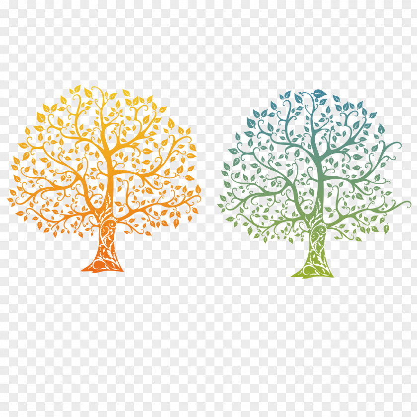 Gradient Tree Family Of Life Drawing PNG