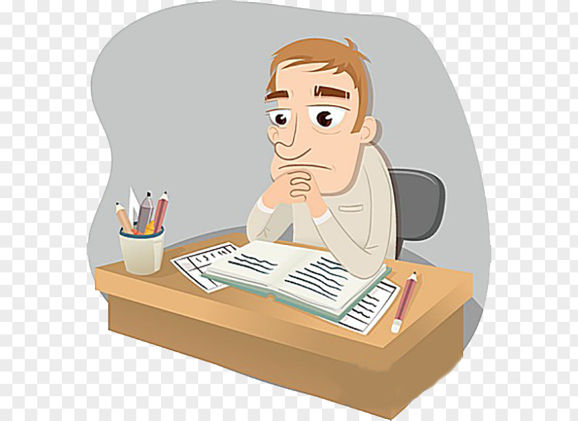 Desk Thinking Caricature Photography Illustration PNG
