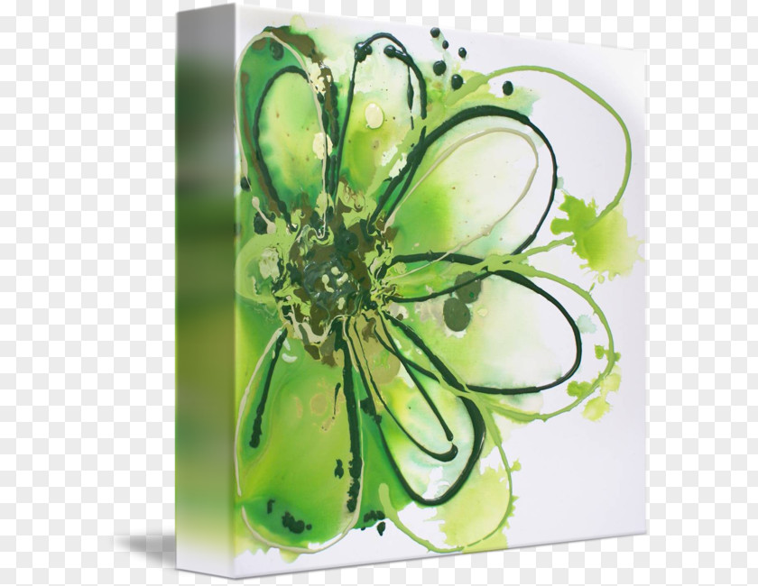 Green Abstract Flower Floral Design Yellow Fruit PNG