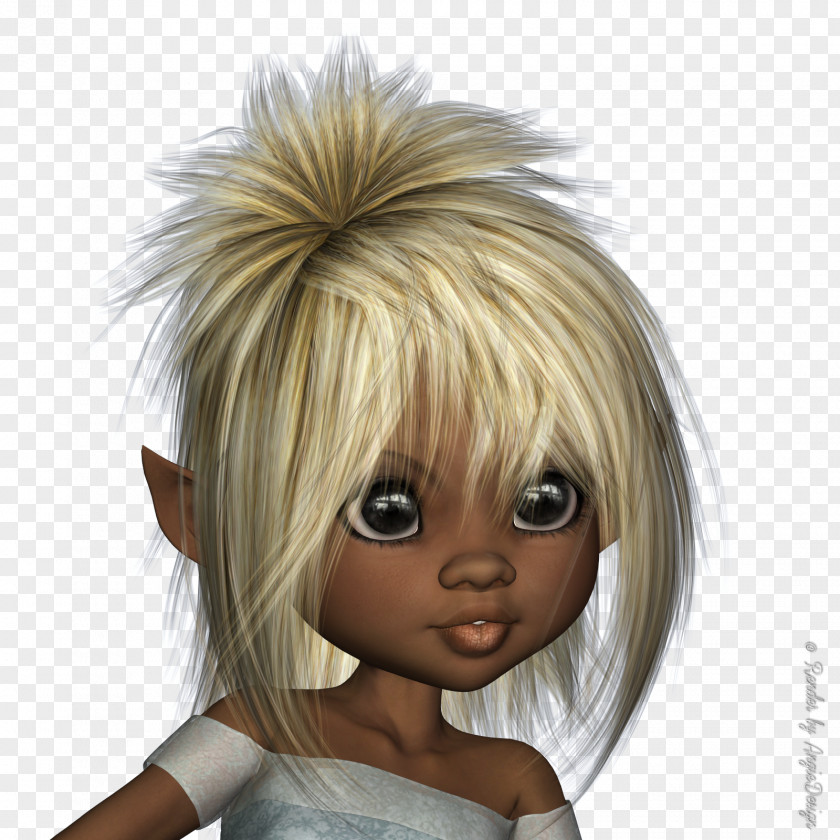 Poser Blond Hair Coloring Long Wig Brown PNG