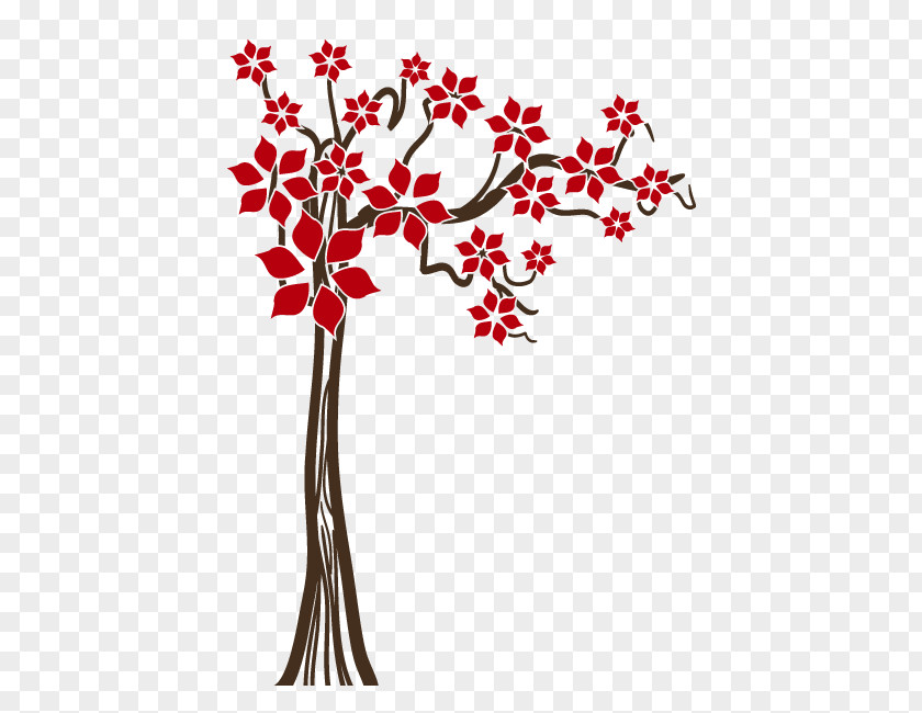 Tree Sticker Floral Design Wall Vinyl Group PNG
