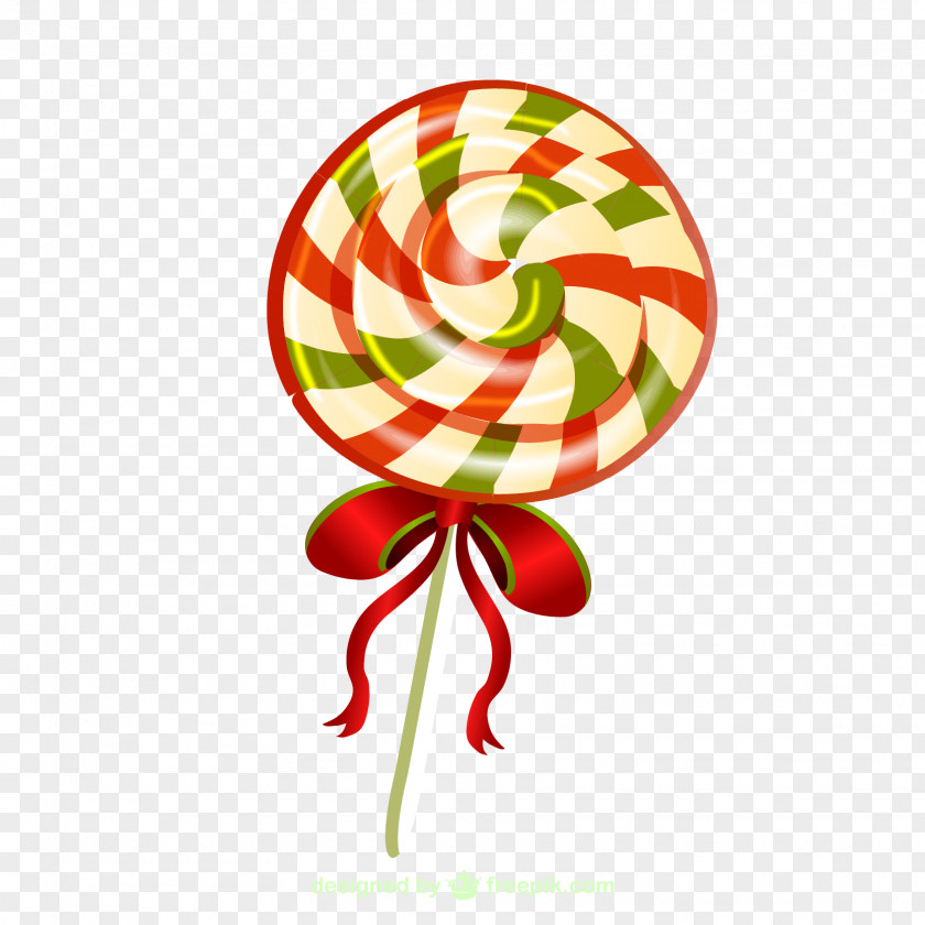 Vector Christmas Candy Lollipop Ribbon Cane PNG